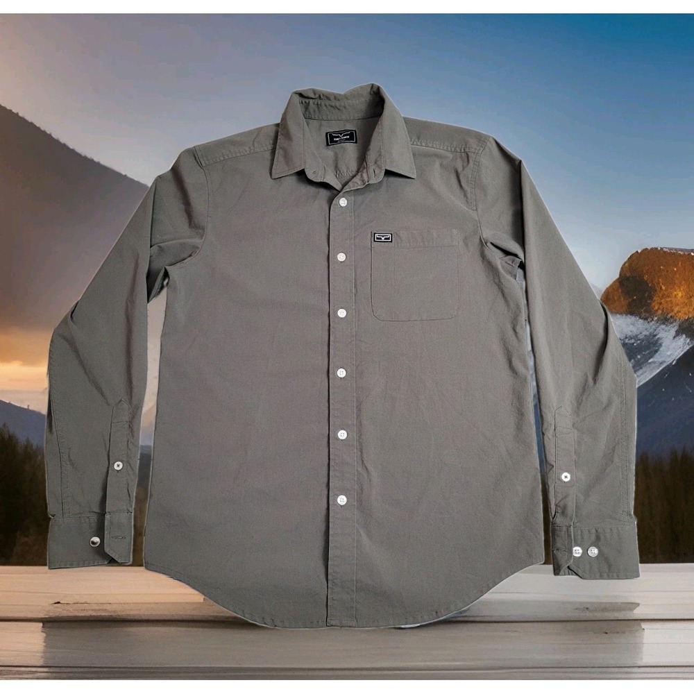 🐎Kimes Ranch Linville Shirt Men M Long Sleeve Western Olive Green Coolmax Rodeo